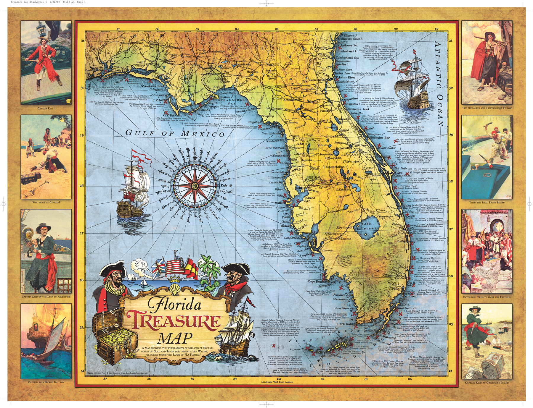 Florida Treasure Map | Historic Print &amp;amp; Map Company - Old Florida Maps Prints