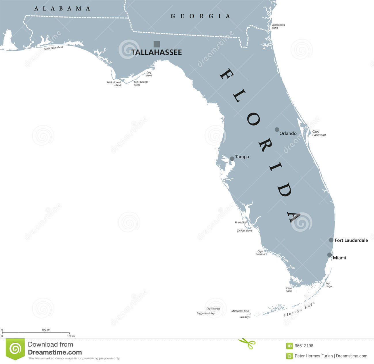 Florida United States Political Map Stock Vector - Illustration Of - Tallahassee On The Map Of Florida