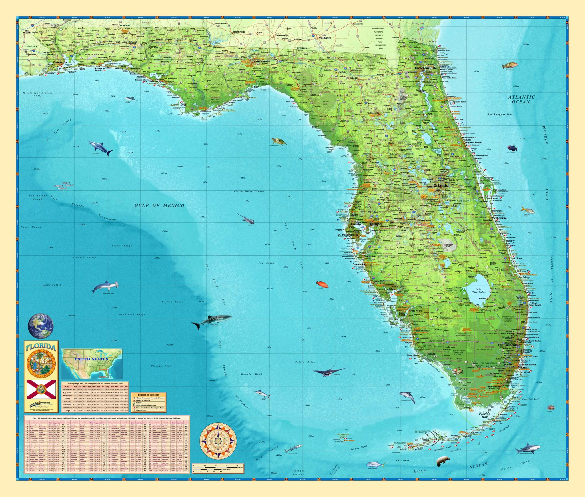 Florida Wall Map - The Map Shop - Florida Wall Map