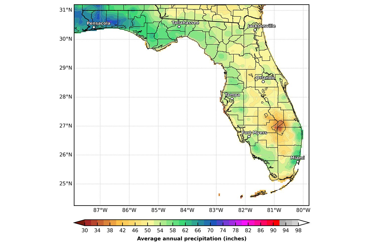Florida&amp;#039;s Climate And Weather - Florida Heat Index Map