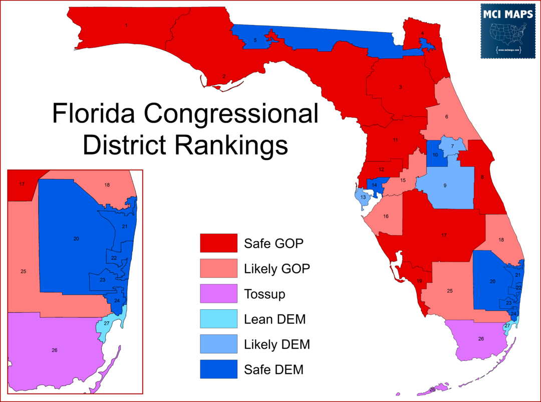 Florida&amp;#039;s Congressional District Rankings For 2018 – Mci Maps - California 25Th District Map