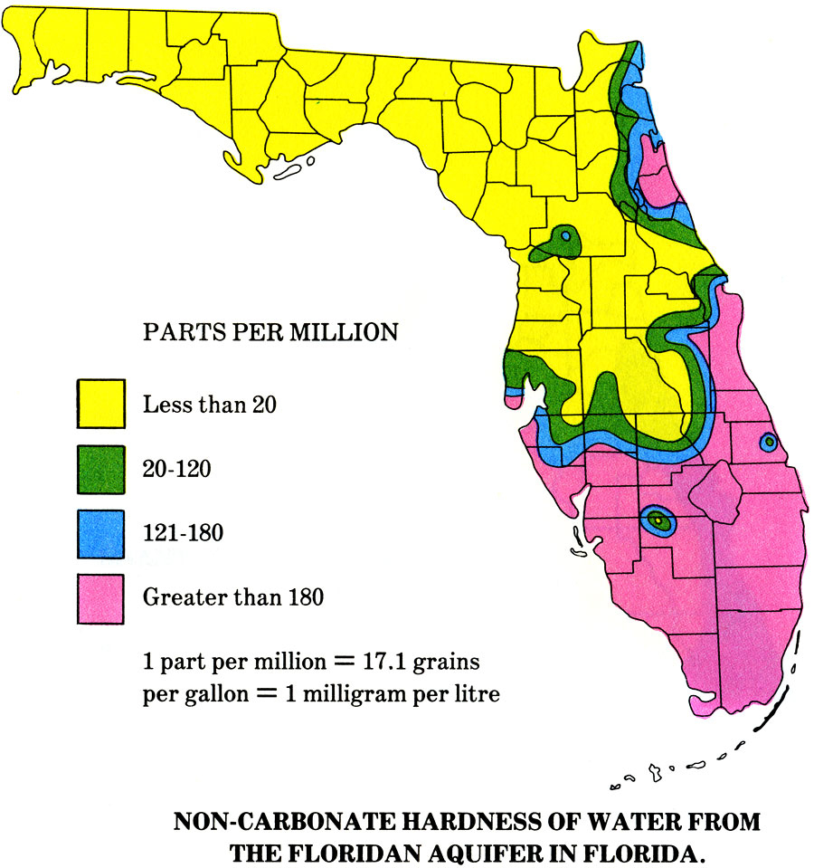 Floripedia: Water Hardness - Florida Water Hardness Map