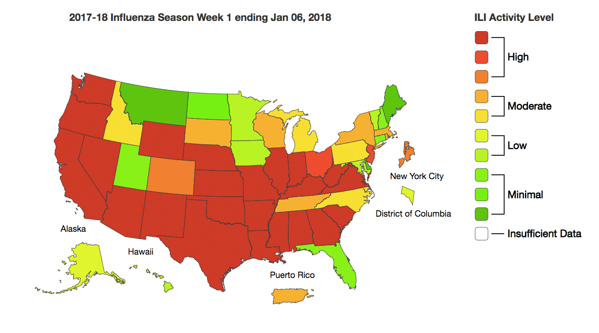 Flu Season Is Shaping Up To Be A Nasty One, Cdc Says | Texas Public - Texas Flu Map 2017