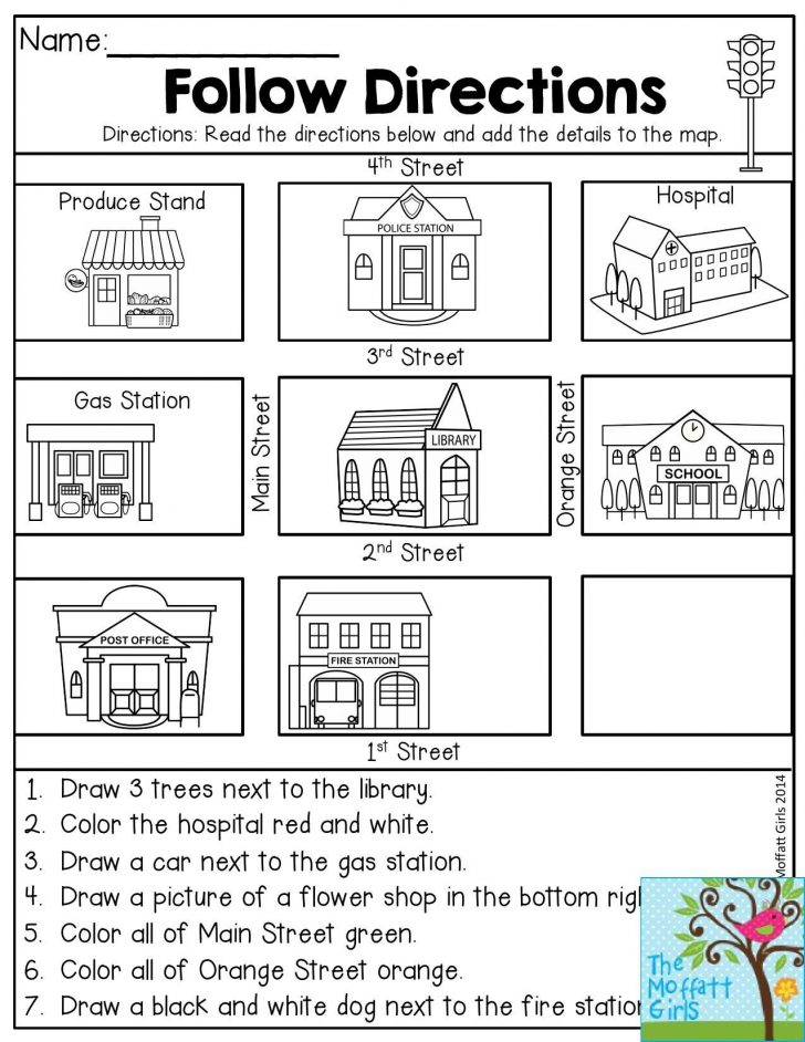 Follow Directions Read The Directions And Add The Details To The Free Printable Direction Maps 728x942 