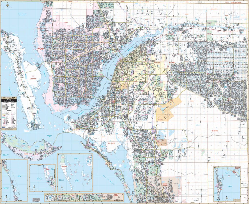 Fort Myers & Lee Co, Fl Wall Map – Kappa Map Group - Street Map Of Fort ...