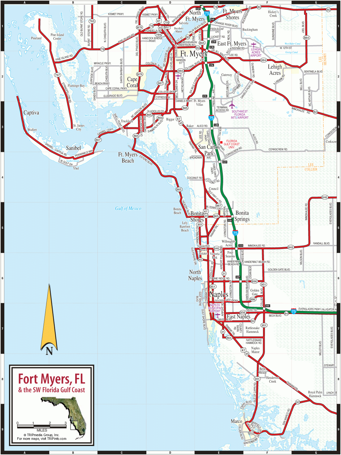 Fort Myers &amp;amp; Naples Fl Map - Map Of Southwest Florida Gulf Coast