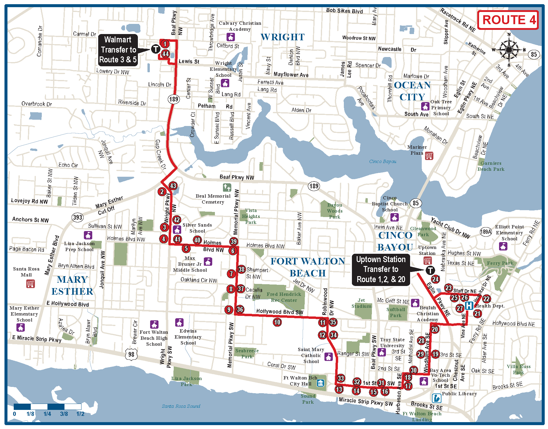 Fort Walton Beach Route 4 - Ec Rider - Ft Walton Florida Map