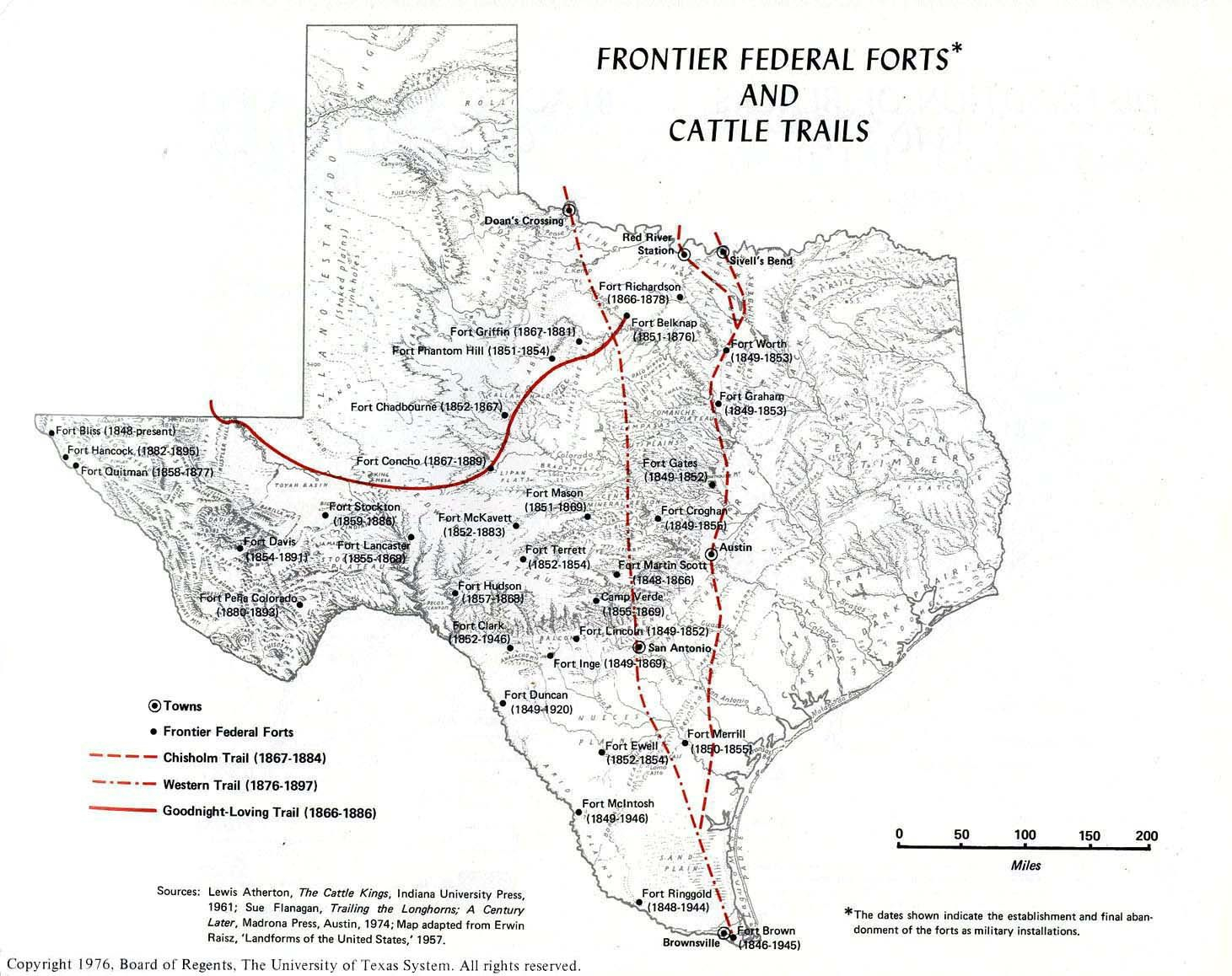 Forts And Cattle Trails | All Things Texas | Pinterest | Texas Oil - Texas Forts Trail Map
