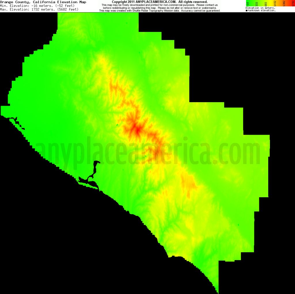 Free Orange County, California Topo Maps & Elevations California