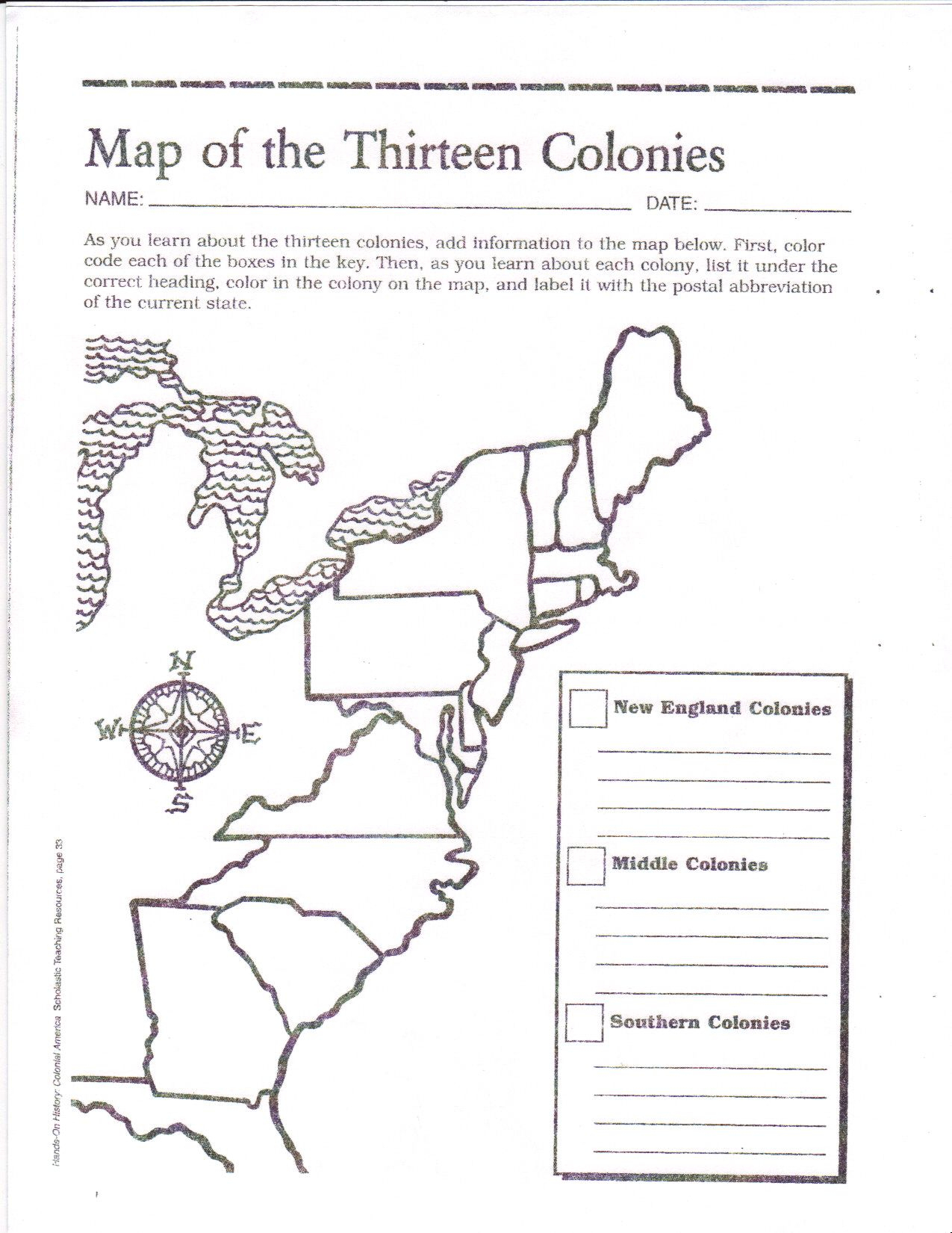 Free Printable 13 Colonies Map … | Activities | 7Th G… - 13 Colonies Map Printable