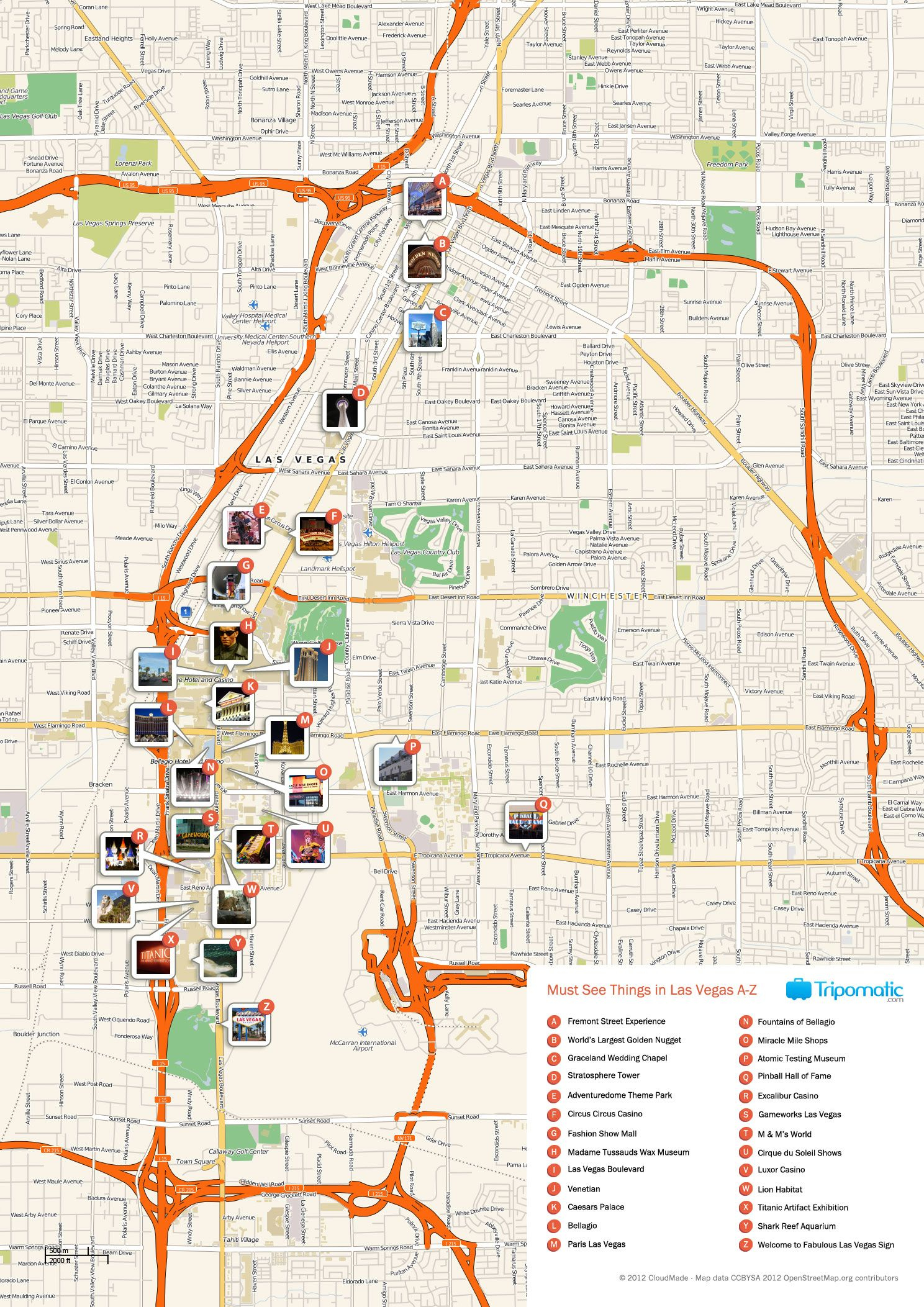 Free Printable Map Of Las Vegas Attractions. | Free Tourist Maps - Las Vegas Printable Map