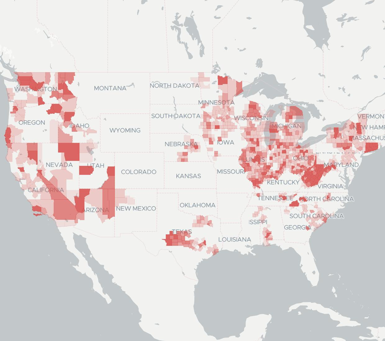 Frontier Internet: Coverage &amp;amp; Availability Map | Broadbandnow - Verizon Fios Texas Coverage Map