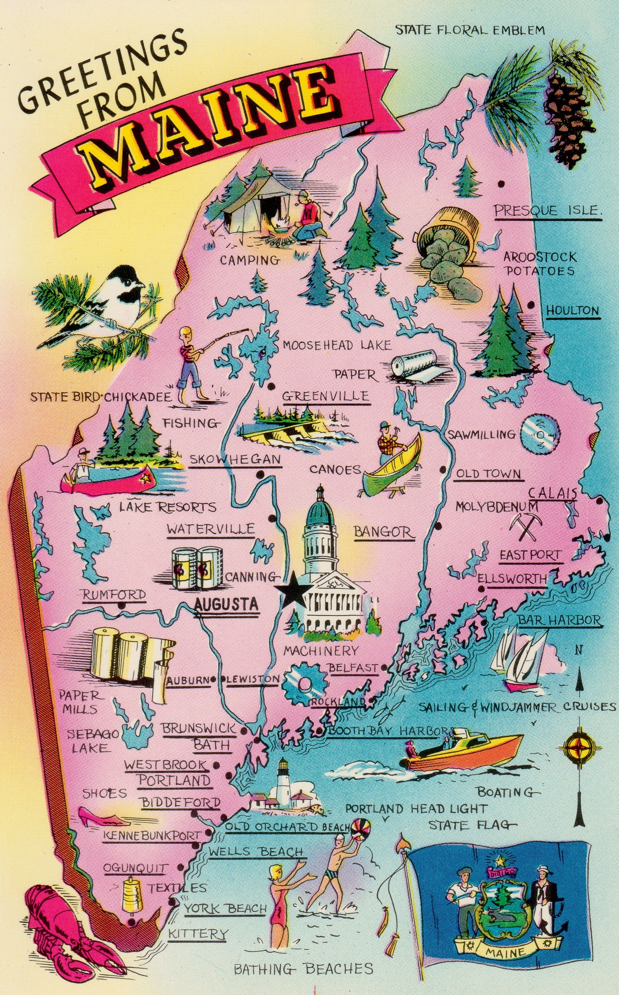 Fun Map Of The State Of Maine! We Are Located In Madison, Near - Printable Map Of Maine Lighthouses