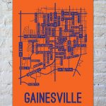 Gainesville Florida Street Map Screen Print College Town | Etsy   Map Of Gainesville Florida And Surrounding Cities