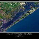 Galveston Island Texas Satellite Poster Map | Texas: The Lone Star   Map Of Galveston Texas