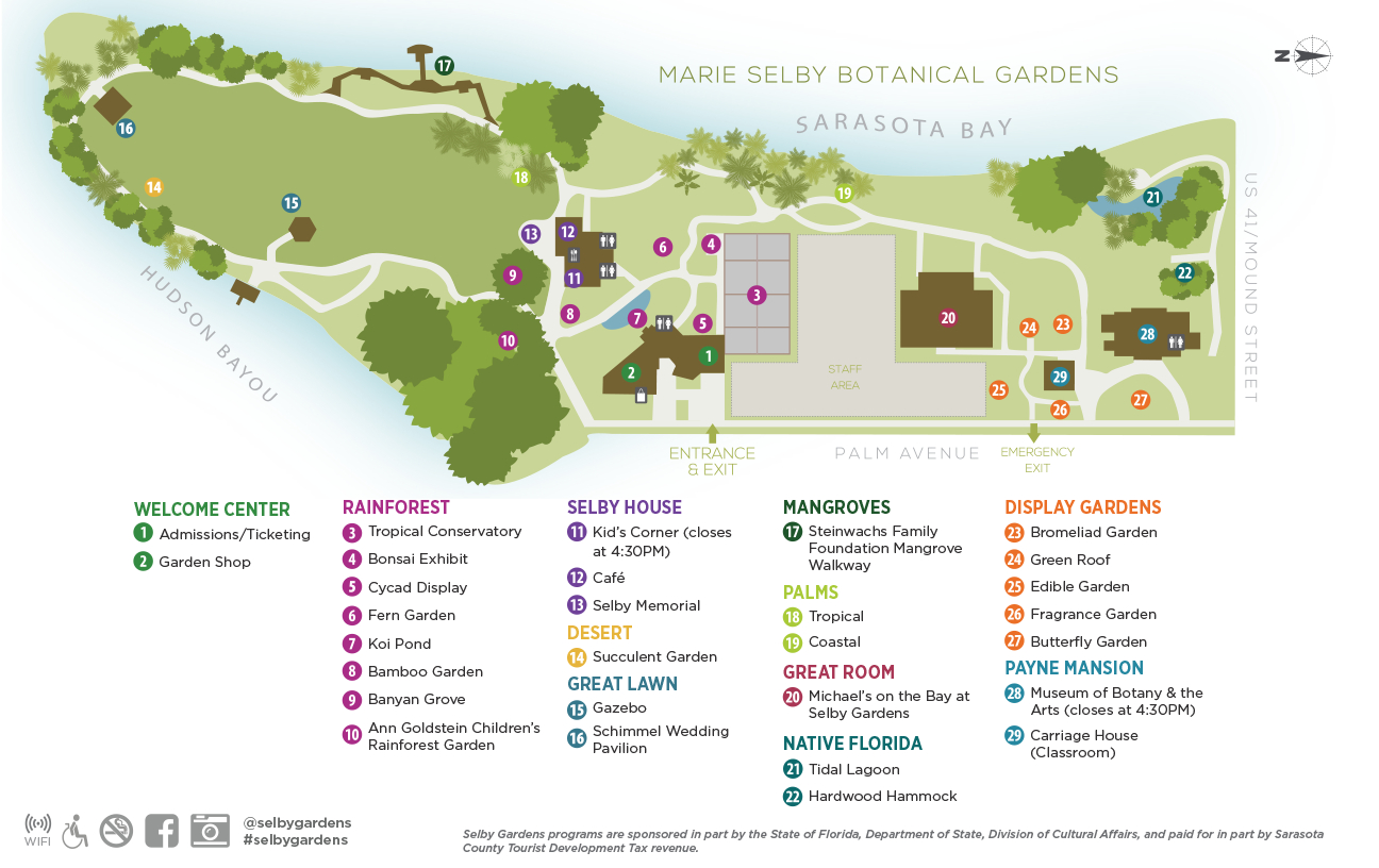 Garden Map - Marie Selby Botanical Gardens - Florida Botanical Gardens Map