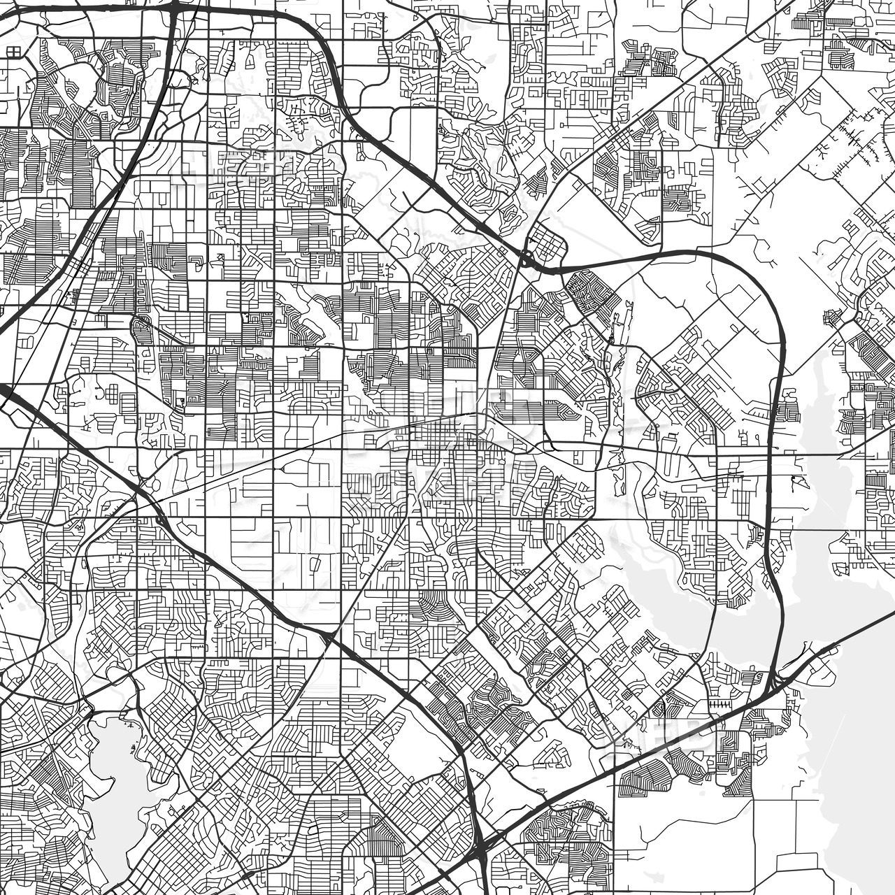Garland, Texas - Area Map - Light | Hebstreits Sketches - Garland Texas Map