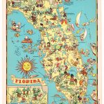 Genuine Ruth Taylor Vintage Florida Map Cartoon Rare Pictorial 1935   Vintage Florida Map Poster