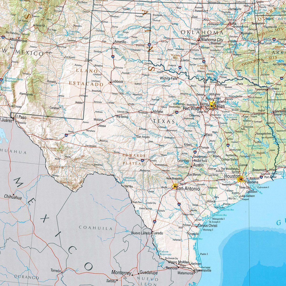 Géographie Du Texas — Wikipédia - Map Of Texas Coastline