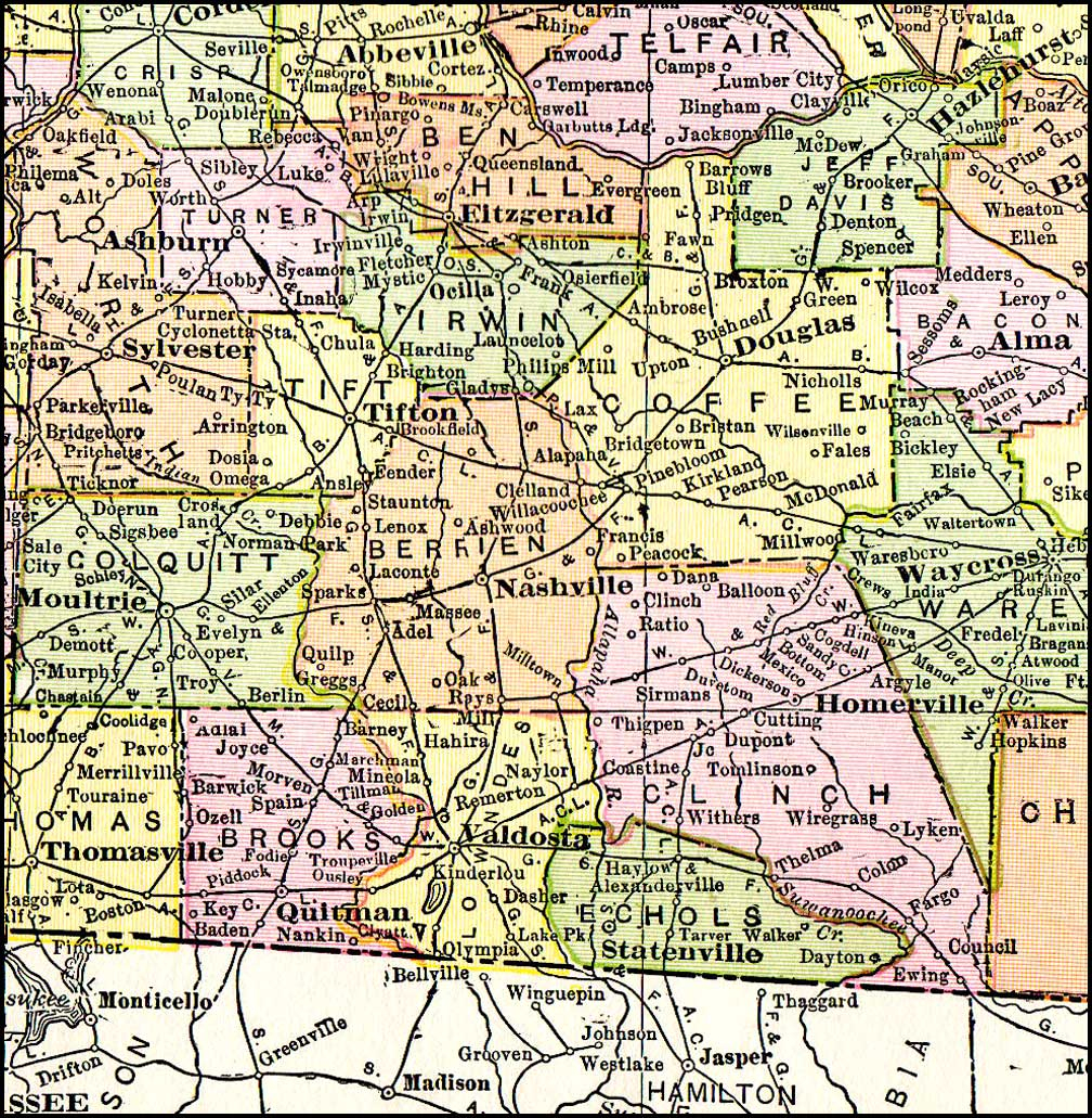 Georgia &amp;amp; Florida Railroad, 1916 Map, Madison, Fl - Hazlehurst - Madison Florida Map