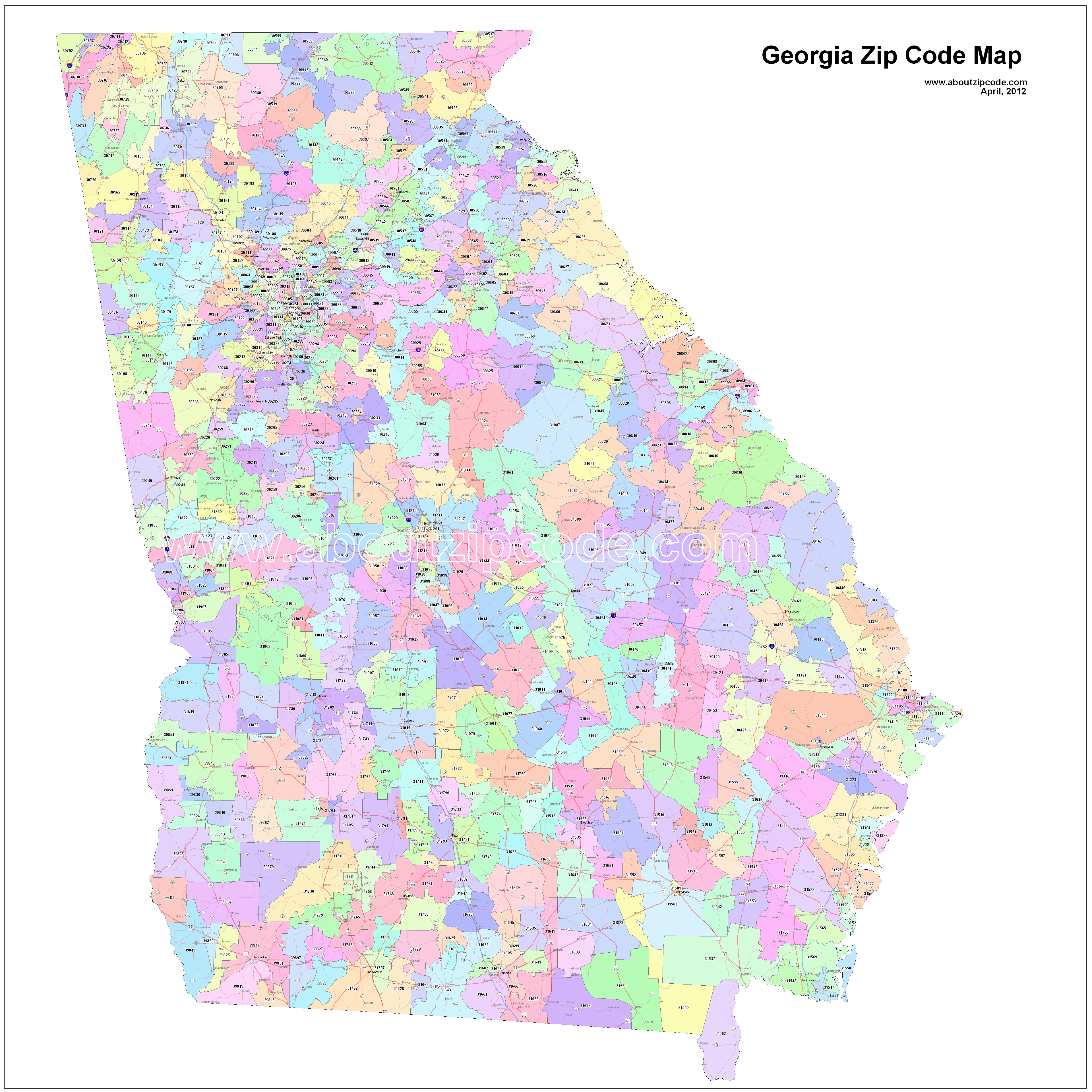 Georgia Zip Code Maps - Free Georgia Zip Code Maps - Printable Map Of Macon Ga