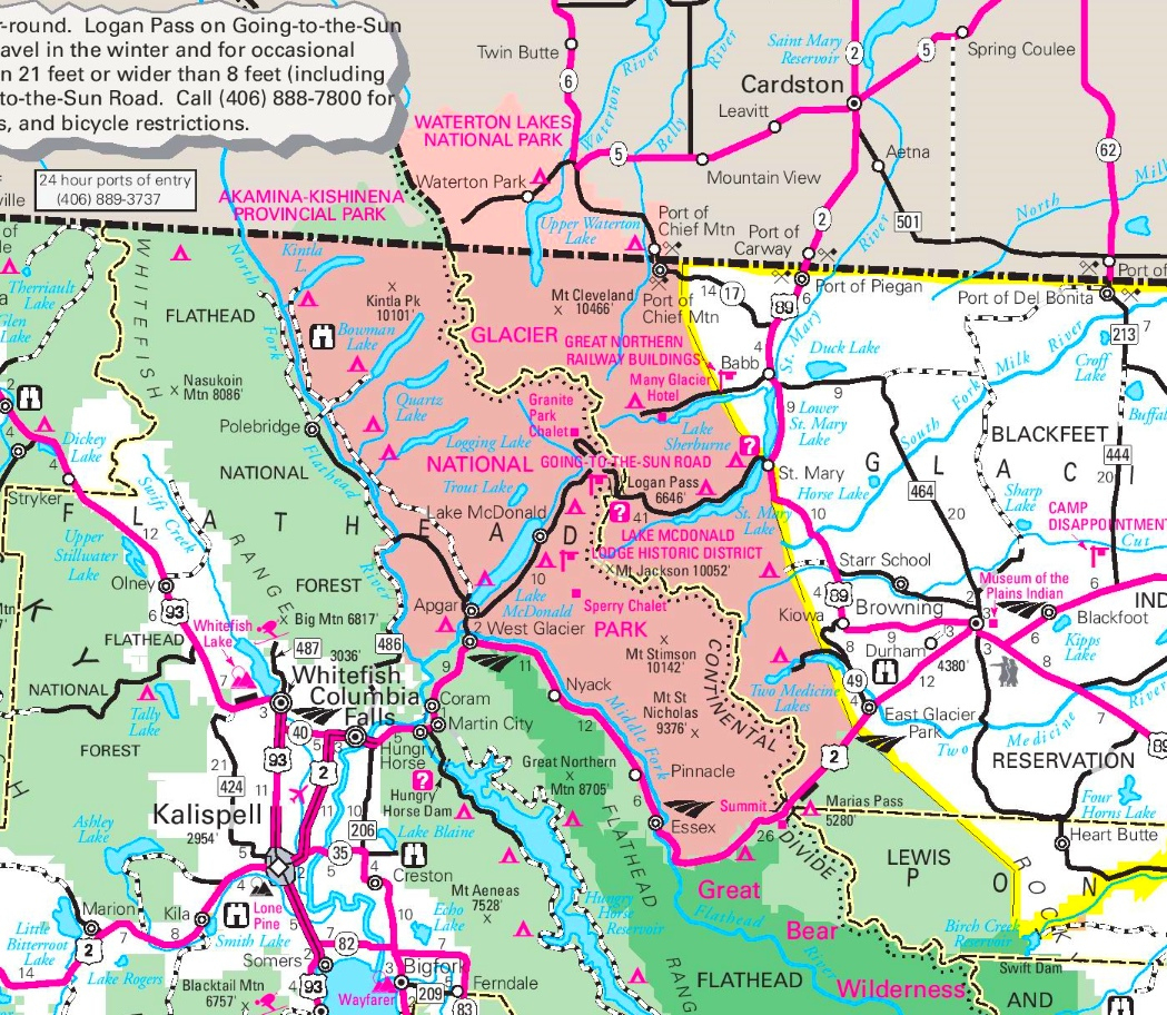 Glacier National Park Area Road Map - Printable Map Of Glacier National Park