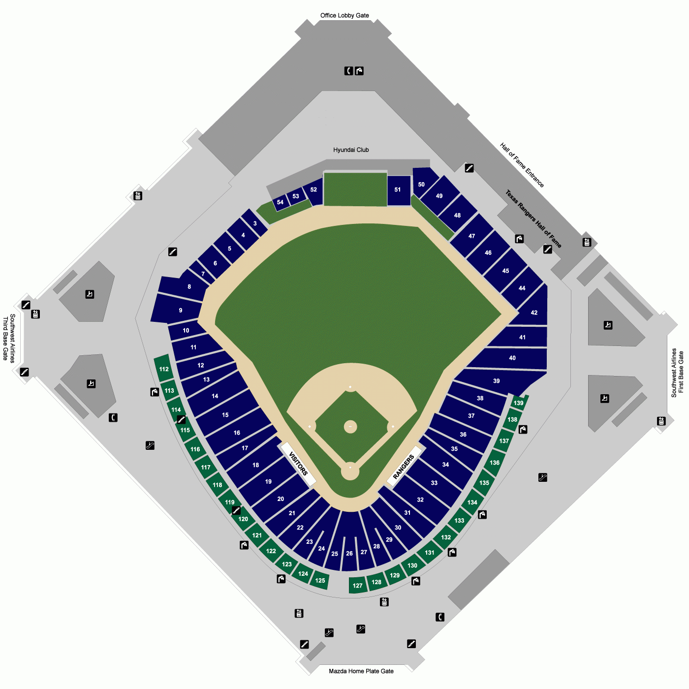 Globe Life Park In Arlington Map | Texas Rangers - Texas Rangers Ballpark Map