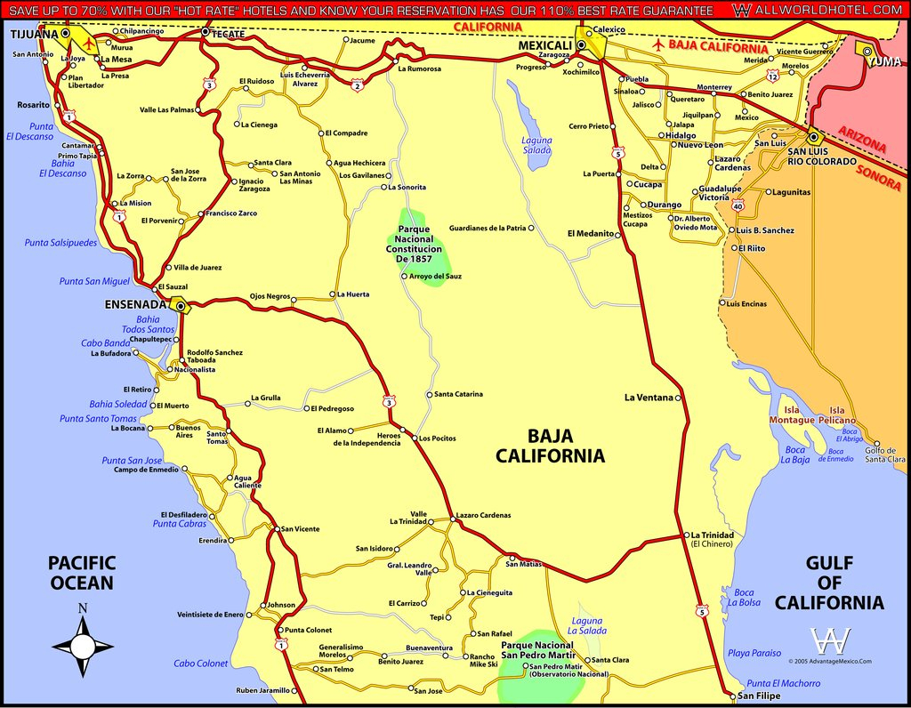 Google Maps California Map Of Ensenada Baja California California - Baja California Road Map