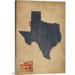 Greatbigcanvas "texas Map Denim Jeans Style"michael Tompsett   Texas Map Canvas