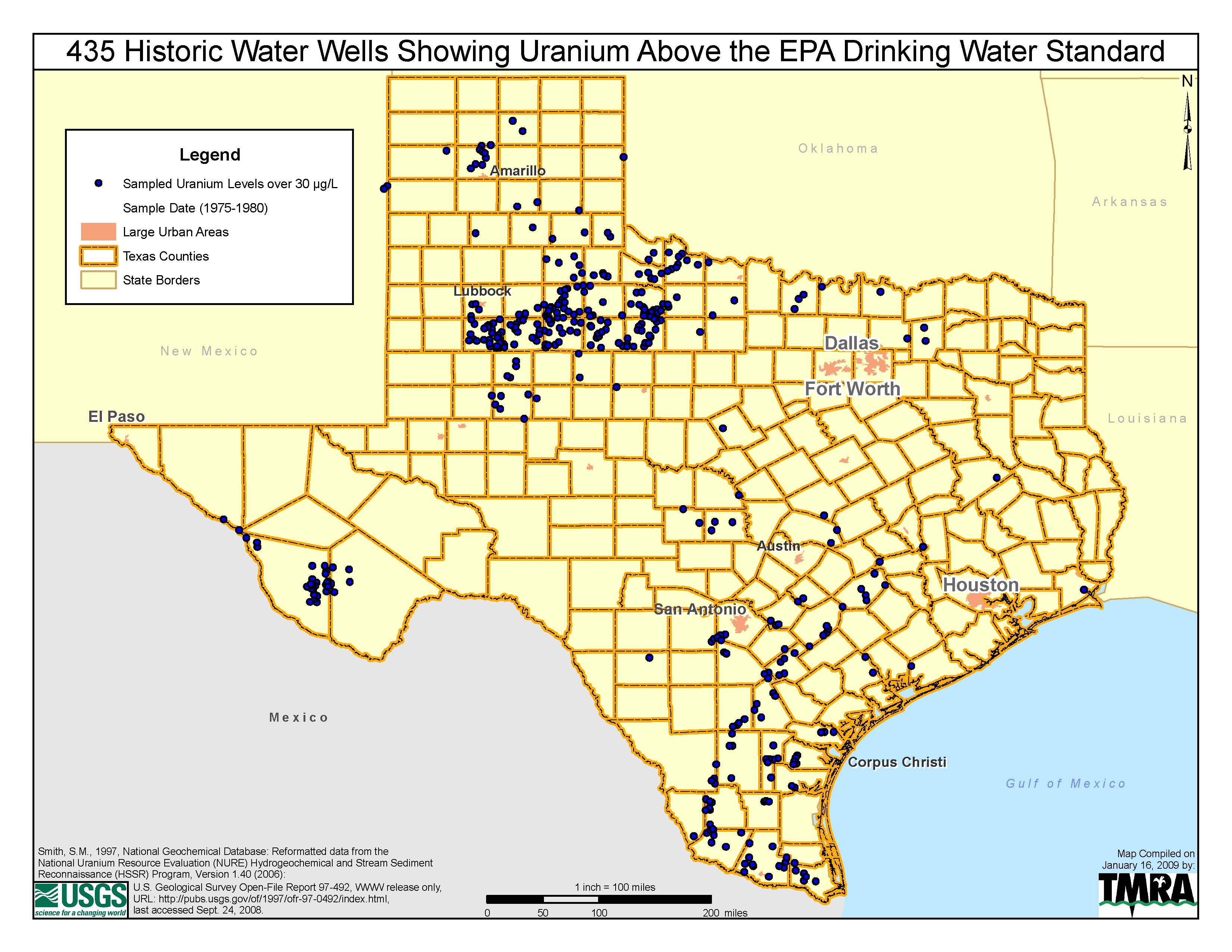 Groundwater And Naturally Occurring Uranium - Texas Water Well Map