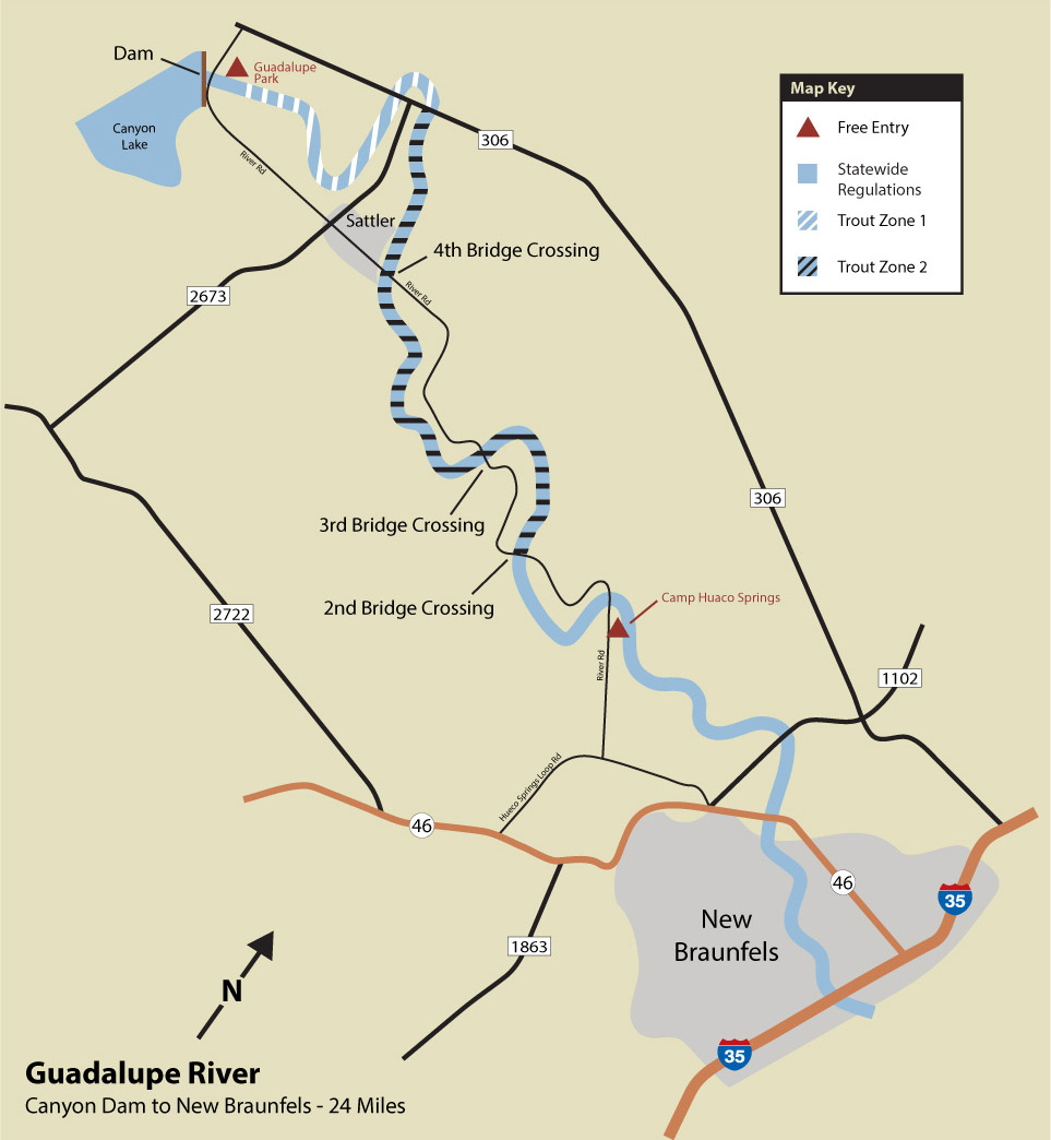 Guadalupe River Trout Fishing - Texas Fishing Maps Free