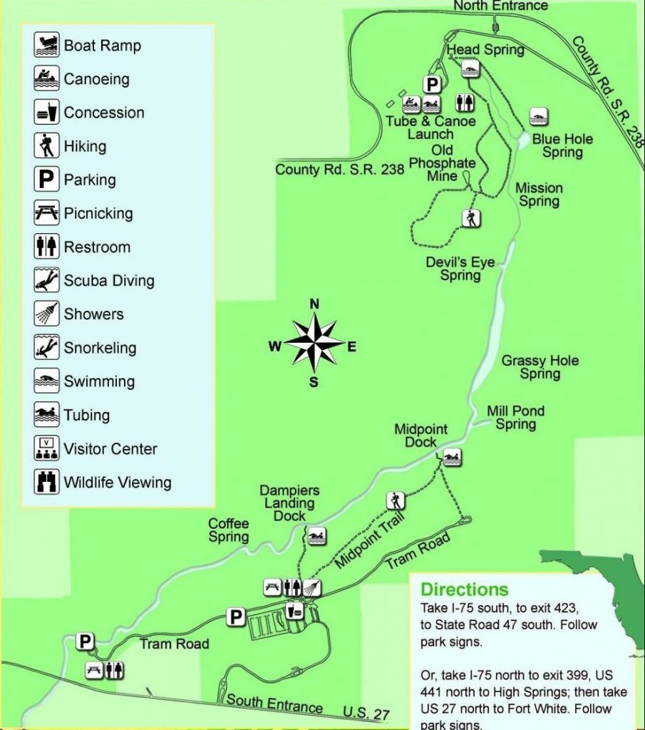 Guide To Springs In North Florida Central Florida Springs Map