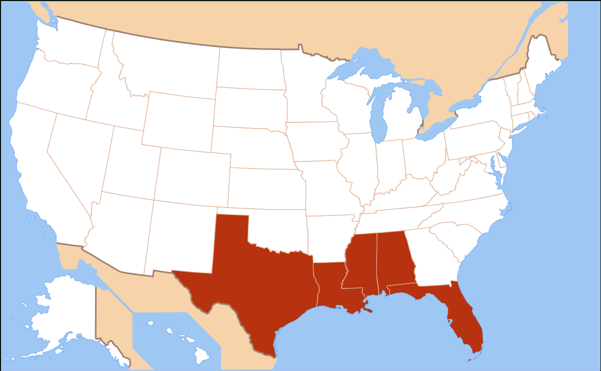 Gulf Coast Of The United States - Wikipedia - Alabama Florida Coast Map