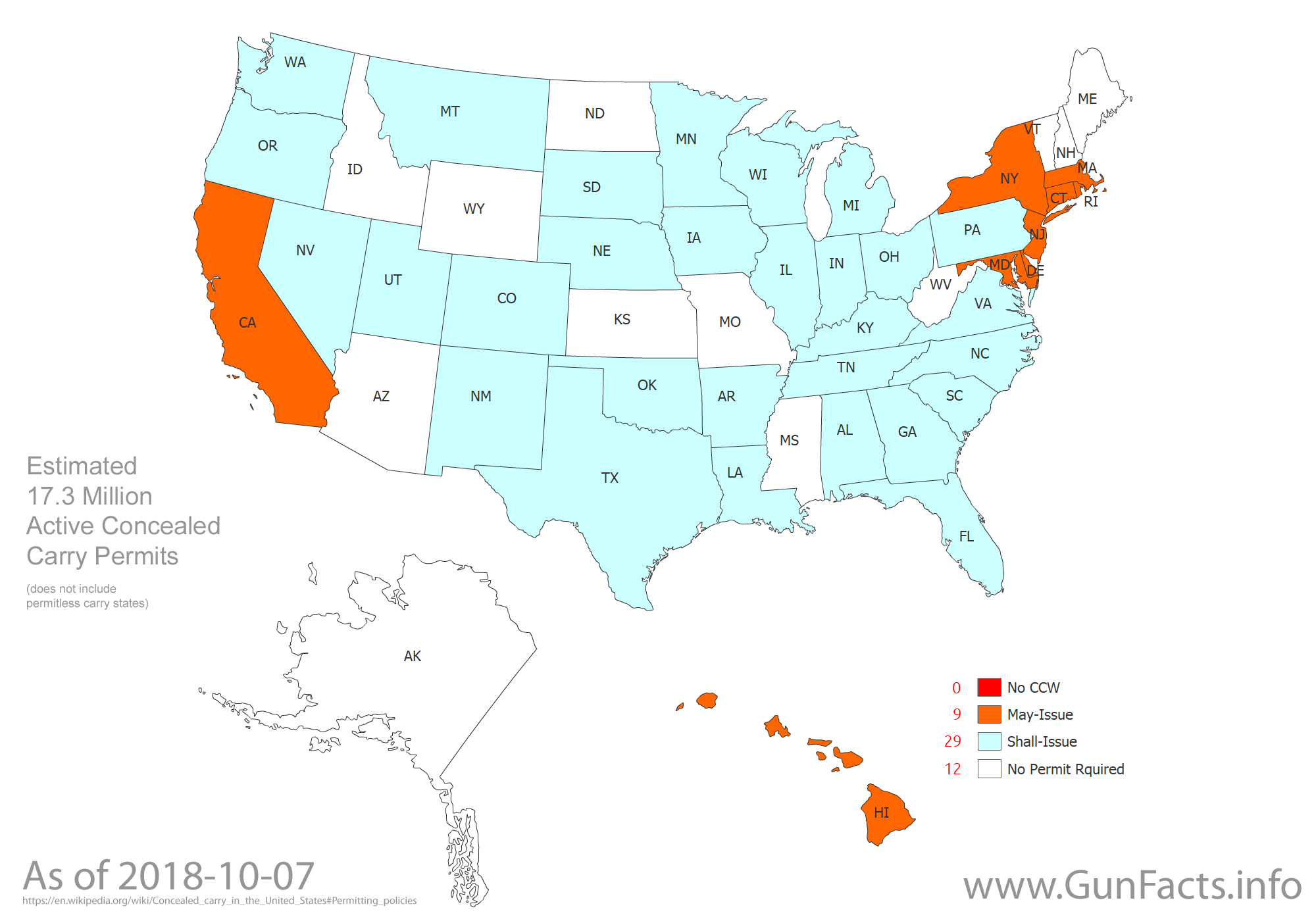 Gun Facts | Gun Control Facts Concerning Concealed Carry - Florida Ccw Reciprocity Map 2018