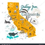 Hand Drawn Illustration California Map Tourist Image Vectorielle De   California Map Poster