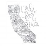 Hand Lettered Map Of California Poster | Create Your Own Care Package   California Map Poster