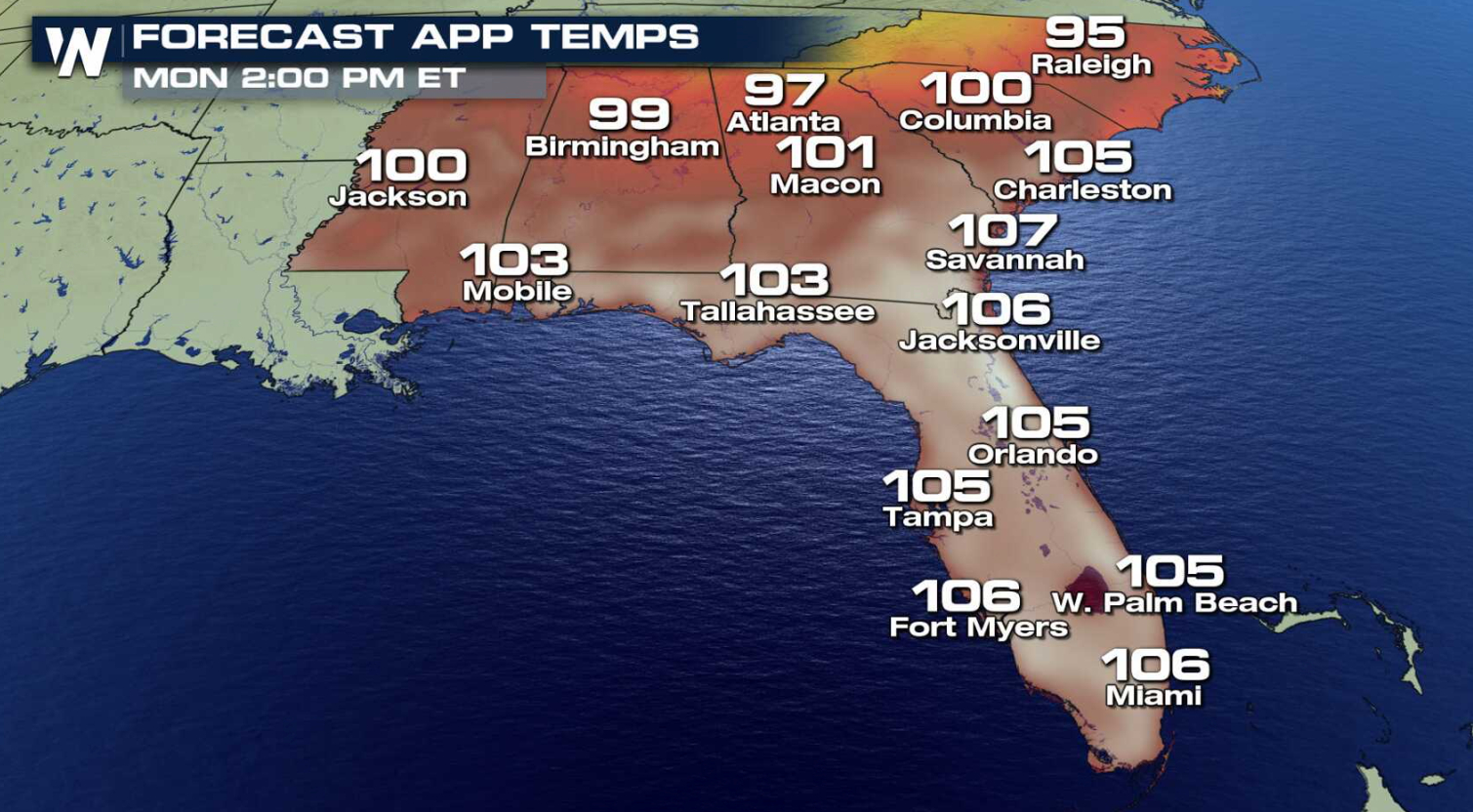Heat Builds Along The Gulf Of Mexico - Weathernation - Florida Heat Index Map
