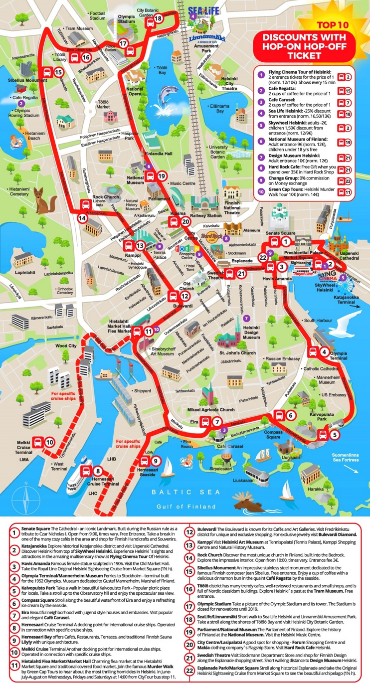 Helsinki Sightseeing Map - Helsinki City Map Printable
