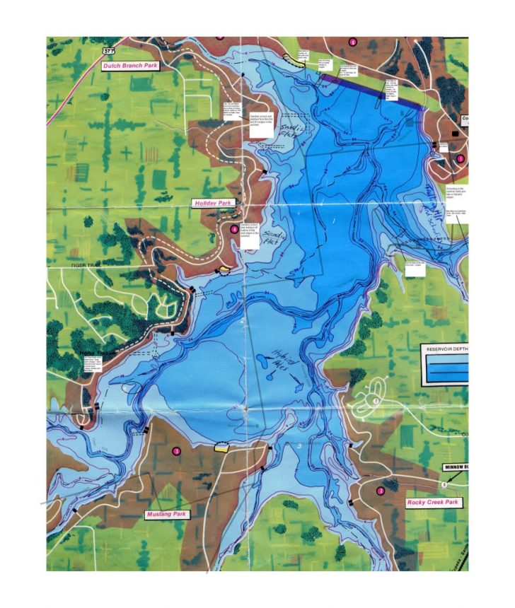 Here's A Depth Map With Under Water Roads Of Benbrook Lake Texas