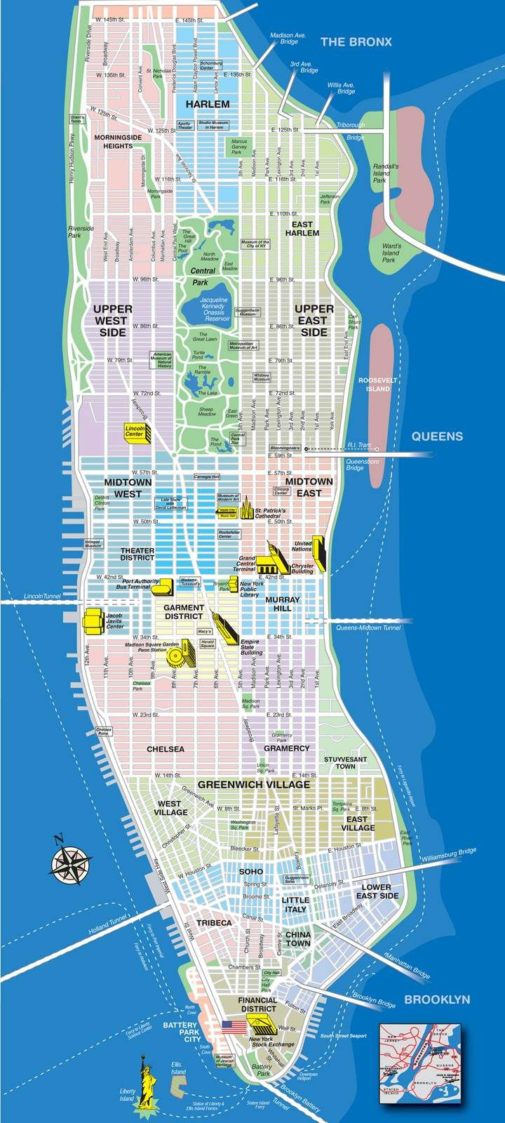 High-Resolution Map Of Manhattan For Print Or Download | Usa Travel - Manhattan Road Map Printable