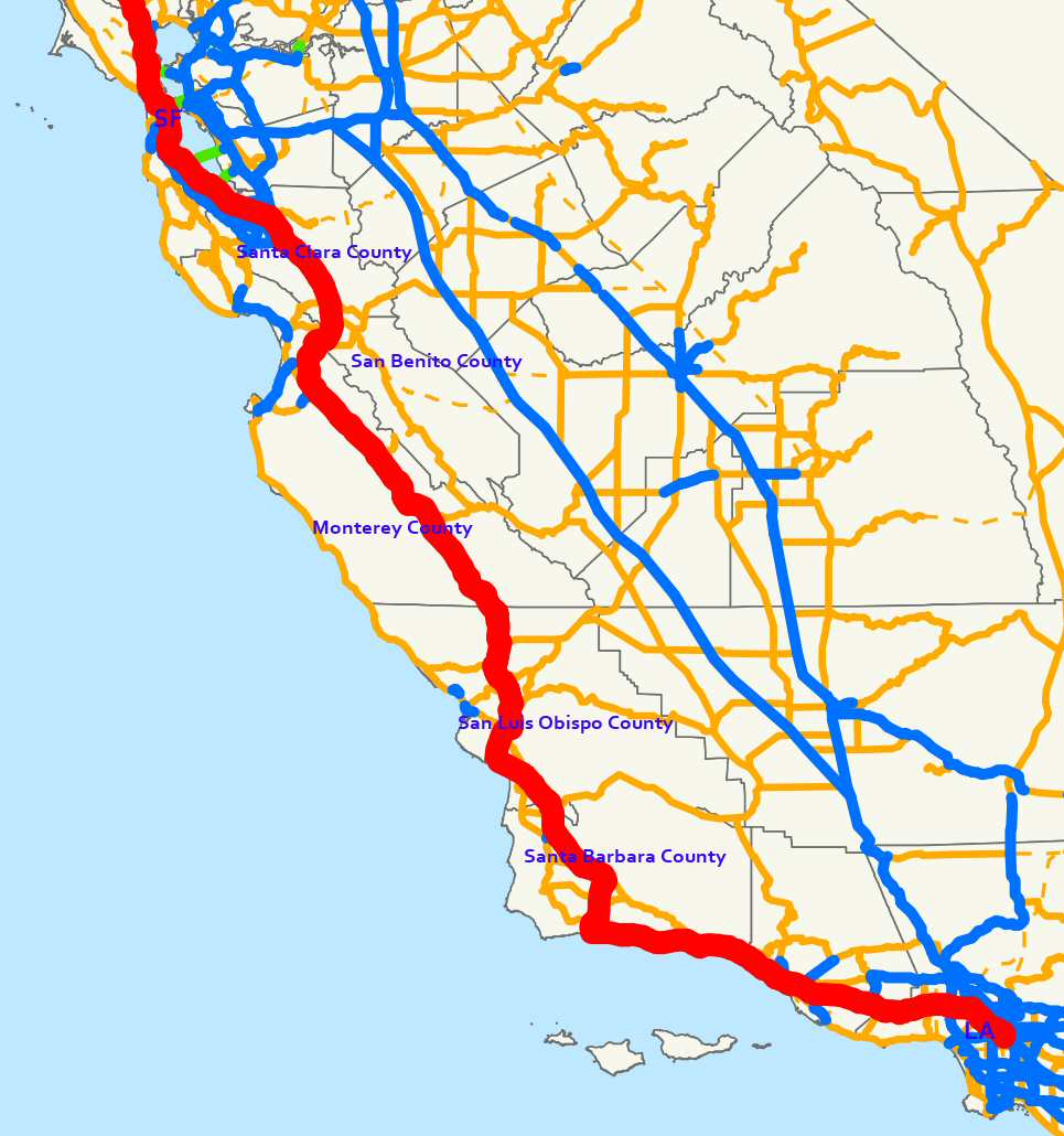 Highway Central California Map California State Map Map Of Highway - Highway 101 California Map