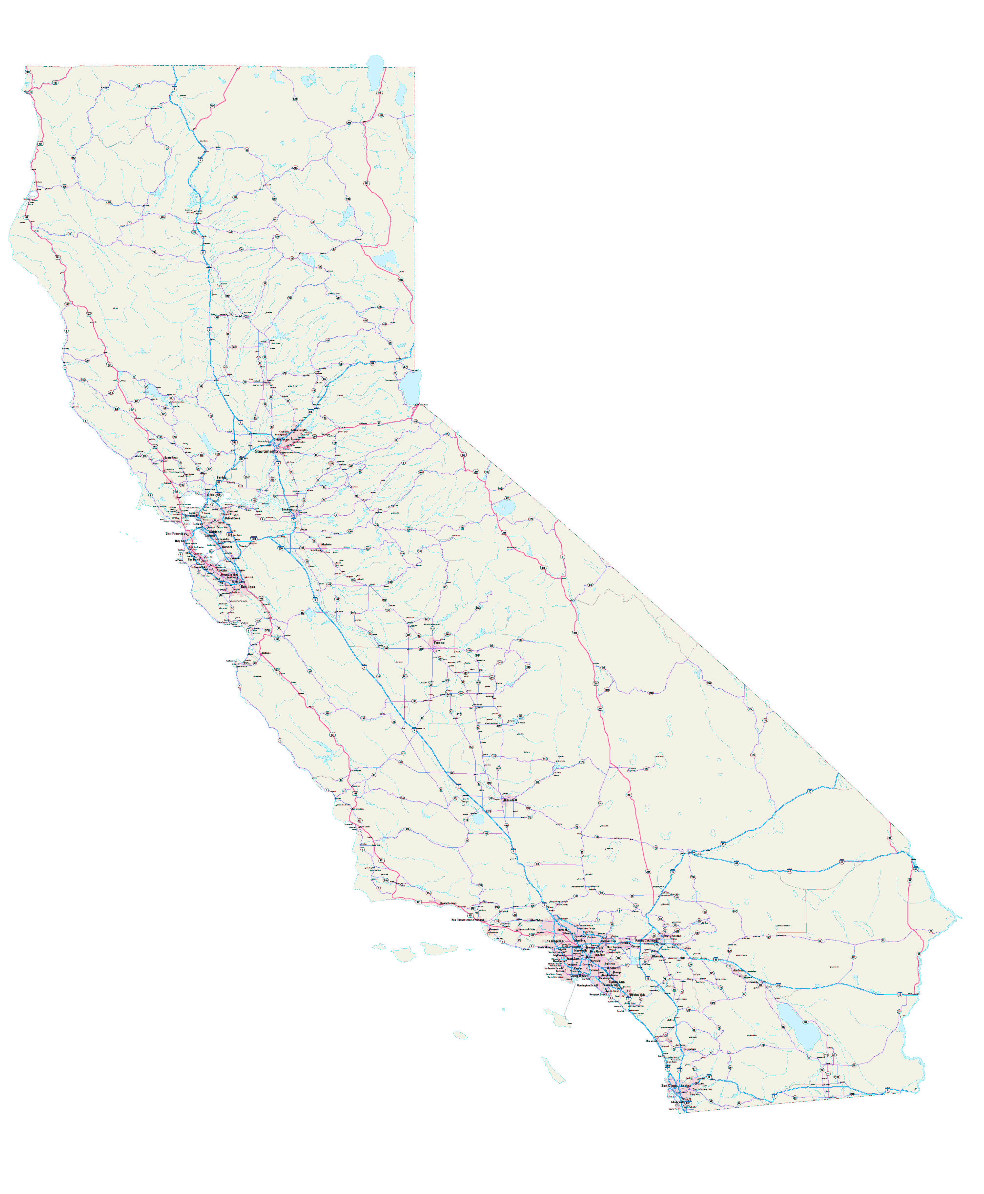 Highway Map Southern California New California Map Free Printable - California Highway Map Free