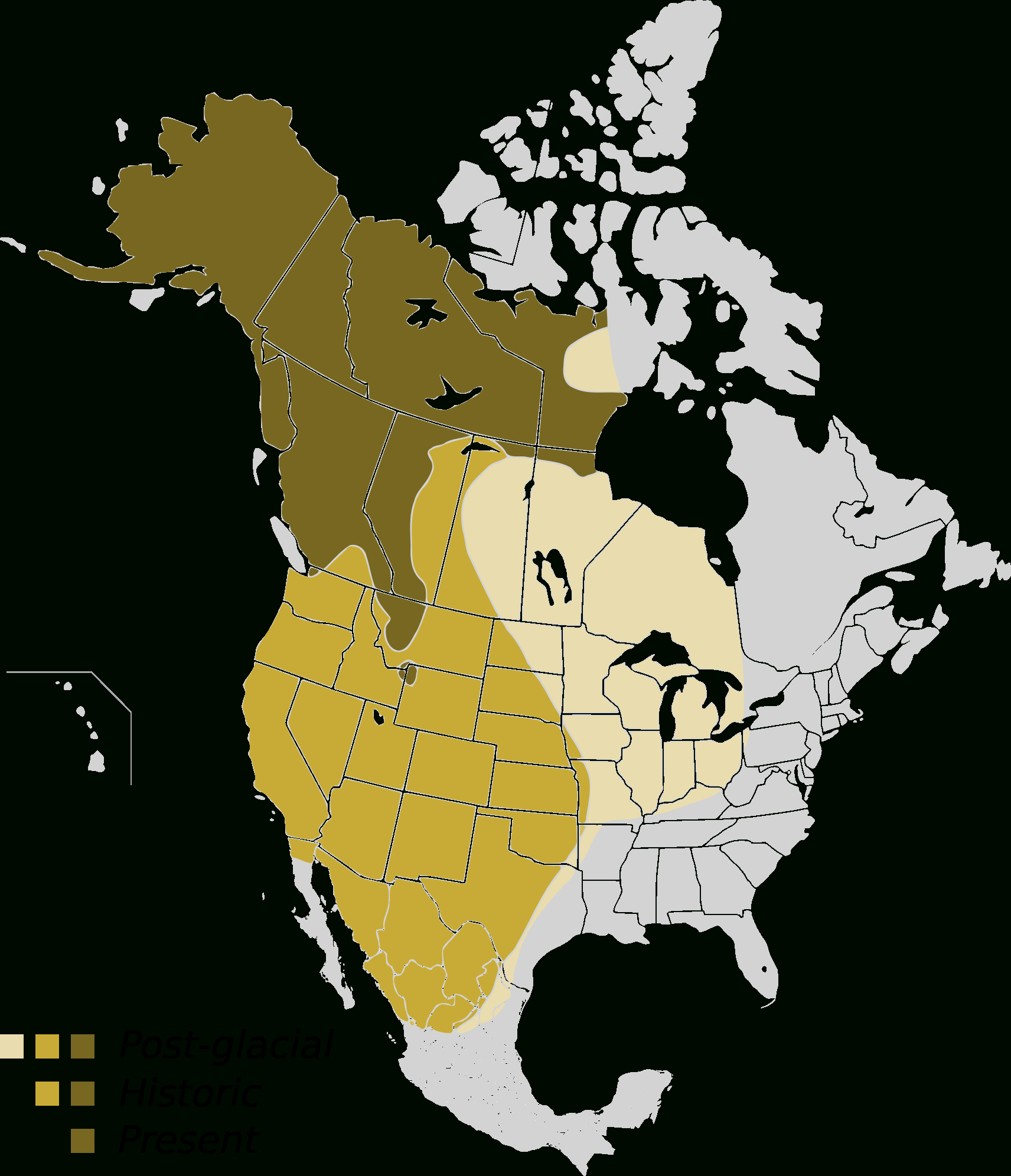 Historic And Present Range Of The Grizzly Bear [Os][1719X1992] : Mapporn - Bears In California Map