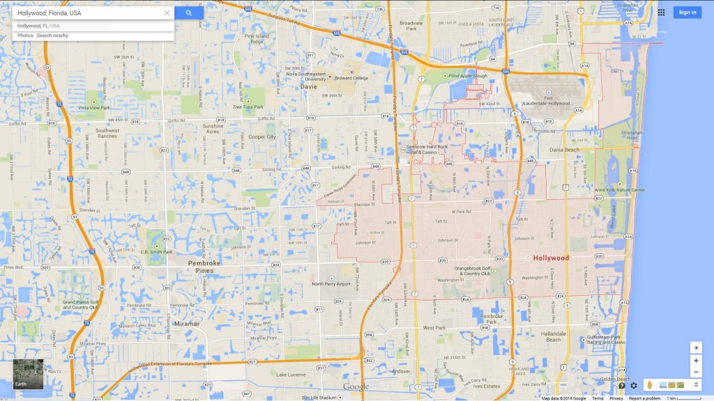 Hollywood, Florida Map - Google Maps Hollywood Florida - Printable Maps