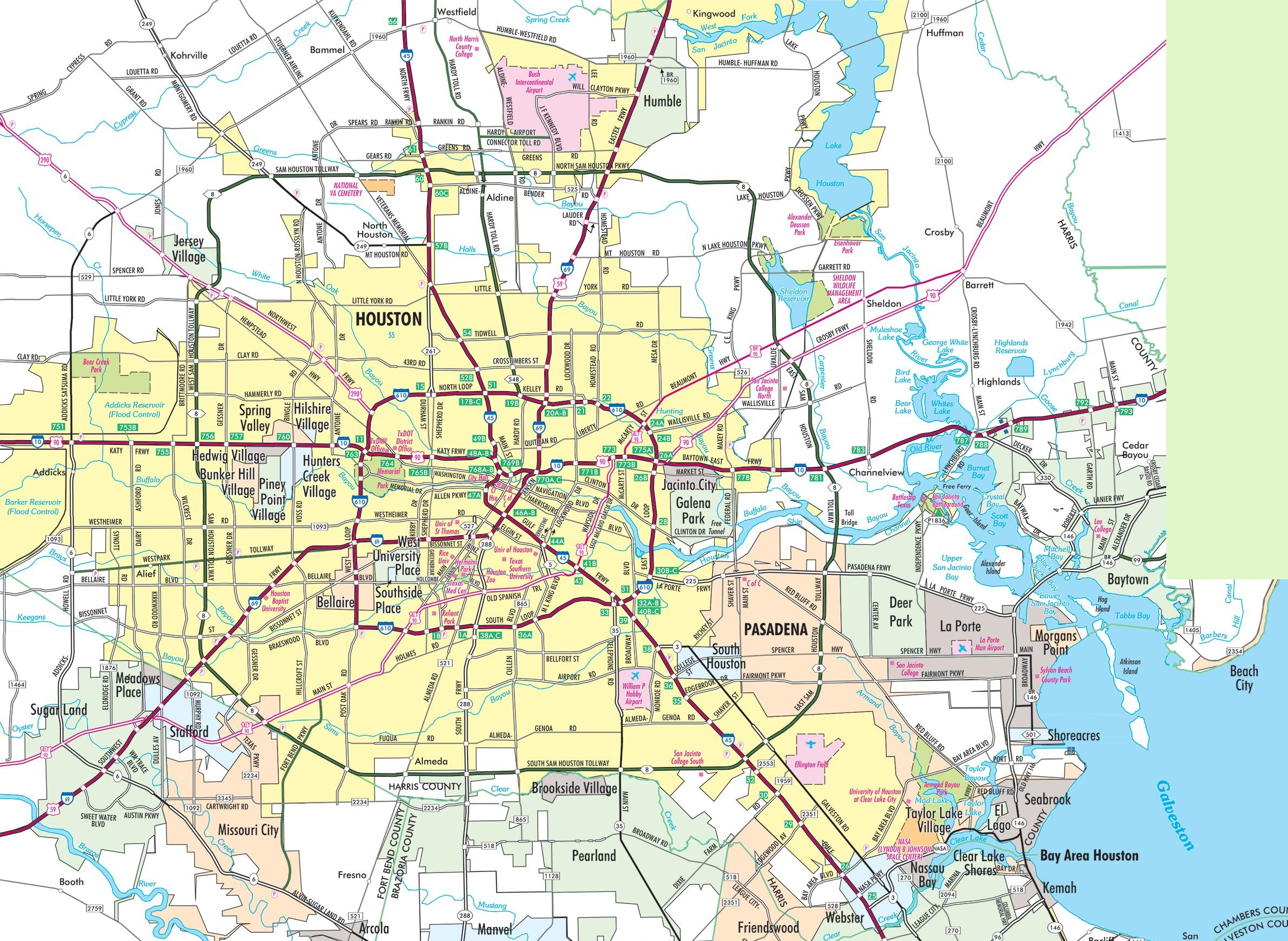 Houston Area Road Map - Houston Texas Map