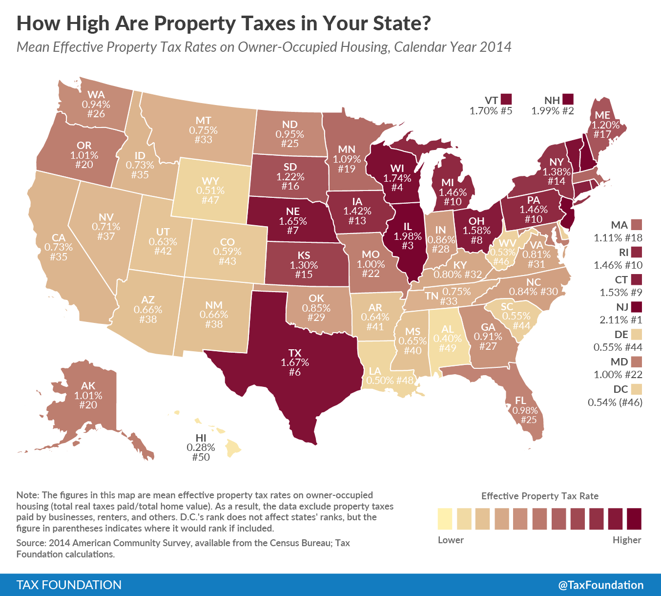 How High Are Property Taxes In Your State? (2016) | Tax Foundation - Texas Property Tax Map