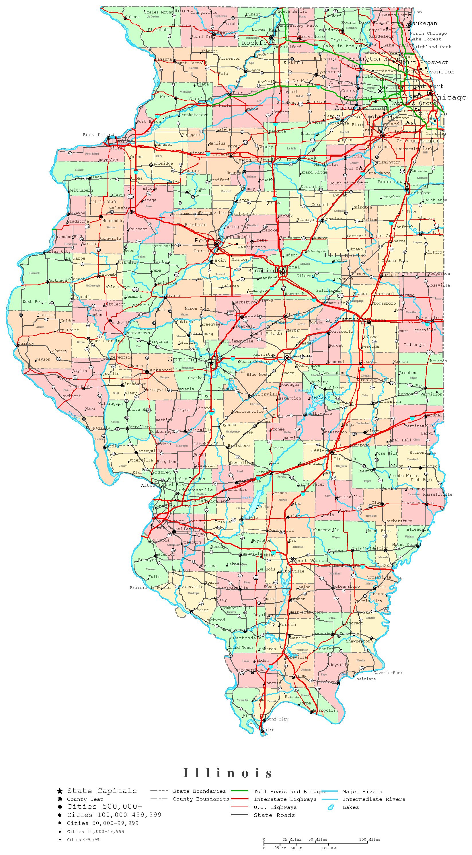Illinois Printable Map - Printable Map Of Illinois