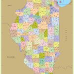 Illinois Zip Code Map With Counties (48″ W X 64″ H) | #worldmapstore   Printable Map Of Illinois