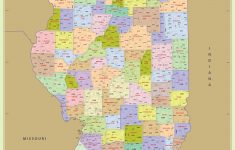 Illinois Zip Code Map With Counties (48″ W X 64″ H) | #worldmapstore - Printable Map Of Illinois