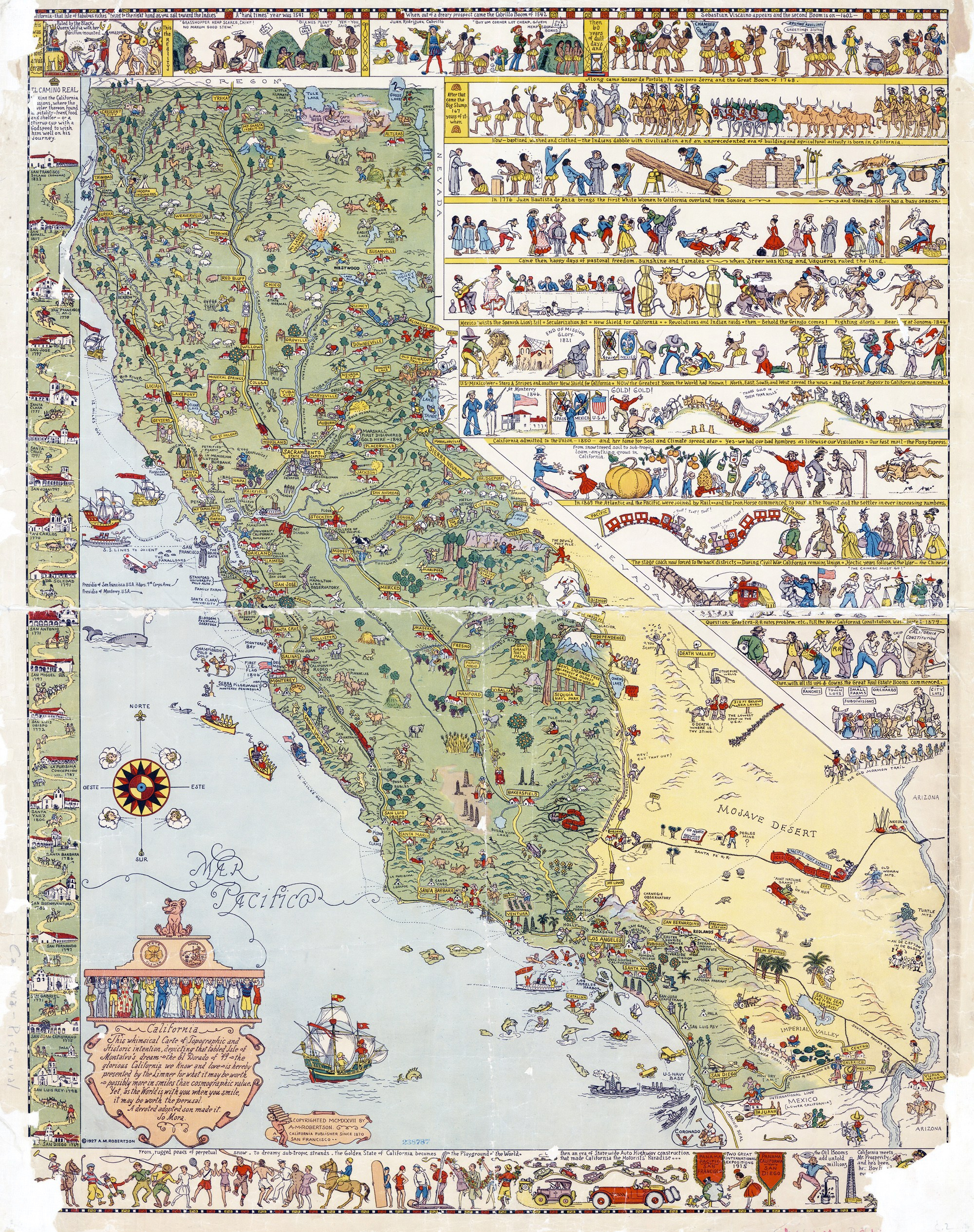 Illustrated Tourist Map Of California, San Jose - 1927 - Stuff I - Illustrated Map Of California